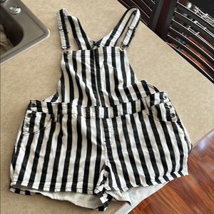 Black and White Striped Overalls